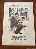 Full view of vintage Emanuel Schary exhibition print promoting Artexpo NY 1981 with visible text and central figure.