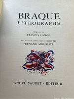 Title page showing Braque Lithographe title, preface by Francis Ponge and catalogue by Fernand Mourlot