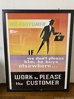 Full view of framed vintage motivational poster showing text and silhouette man with briefcase.