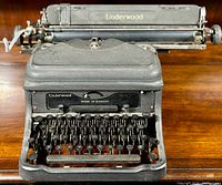 Front view of the Underwood noiseless typewriter showing the keyboard and front branding plate.