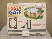 Photo of the original InstaGate box showing gate bracket product information and model number 6400.