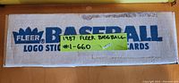 Top view of the box labeled 1987 Fleer Baseball #1-660 containing the card set