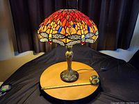 Front view of entire lamp showing shade and base