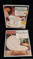 Photo showing two new boxed items: Cumberland Stoneware Gravy Boat with Tray Mayblossom and Soup Bowls Set of 2 Mayblossom.