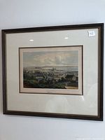 Overall view of framed hand-colored engraving “Montreal”