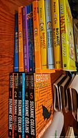 Stack of books showing 5 volumes of The Underland Chronicles by Suzanne Collins and 10 Big Nate books by Lincoln Peirce, colorful spines visible.