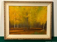 Framed acrylic painting showing the full artwork and frame with golden and cream borders