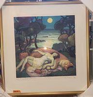 Front view of framed lithograph showing title inscription, edition fraction and artist signature in pencil