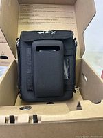 Hitron branded black carrying case with handle inside the packaging box
