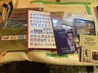 Overview of all commemorative stamp sets and individual stamps on display covering years from 1939 to 1945 and royal collections
