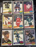 Front display of 9 O-Pee-Chee 1980-1 NHL hockey cards showing player images and team logos.