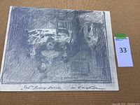 Black and white charcoal/pencil interior room scene with chair, table, and shadowed details, signed by Sergei Bongart.