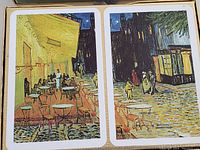 Set of playing cards featuring a vibrant café terrace at night artwork resembling Van Gogh's style