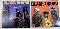 Two Black Uhuru vinyl record album covers side by side: Chill Out on left, Red on right.
