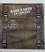 Front cover of Rare Earth In Concert double album vinyl record set with military bag design and album details