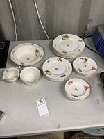 Full set of Alfred Meakin Freda china with plates and bowls visible