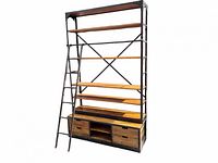 Front view of assembled shelving unit against white background