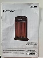 User manual for Costway Quartz Tower Heater model EP22618 showing front image of heater on cover.