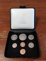 Original case with 7 uncirculated 1978 Canadian coins arranged inside.
