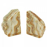 Pair of banded stone bookends with natural striations