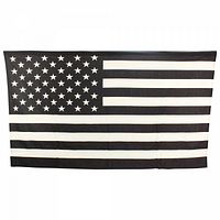 Black and white American flag displayed flat