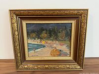 Front view of framed oil painting