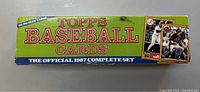 Side view of original box for 1987 Topps Baseball Cards showing brand and number of cards included.