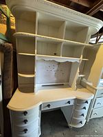 Front view of assembled desk base and detachable hutch