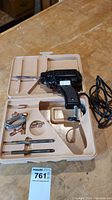 Wen soldering tool and case with attachments and spare ends layout