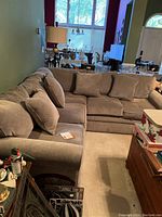 Full overview of the three-piece sectional sofa in living room
