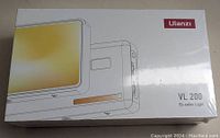 Front of the retail box showing Ulanzi VL 200 bi-color light illustration and branding.