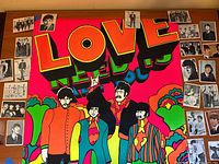 Poster with assorted cards arranged around edges