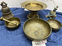 Full set laid out on blue fabric, showing all items from an angled top view.