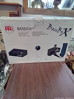 Original packaging box of Meinl Bass Box with brand logo and product images, showing product information and branding.
