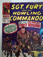 Front cover of Marvel comic 'Sgt. Fury and His Howling Commandos' issue #44, dated July 1965, priced at 12 cents, showing military characters in action.