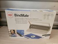 Front side of the GBC BindMate box showing product image and brand details.