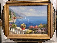 Full front view of the framed oil painting showing overall composition and colors.