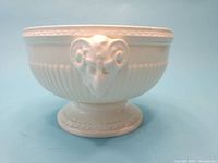 Side view showing ram head handle and fluted bowl body