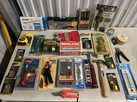 Overall overview of all lot items arranged on a table