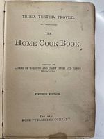 Title page of antique cookbook showing publication details and edition info.