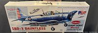 Box for Guillows SBD-3 Dauntless Giant Scale Basic Flying Model Kit showing aircraft image and model details.