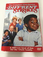 Front cover of Different Strokes DVD box set showing main cast against city skyline with title and subtitle.