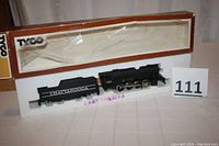 Tyco Chattanooga model train in original box with foam insert, locomotive and tender side by side showing packaging.