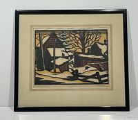 Front view of the framed block print showing the artwork, mat and frame.