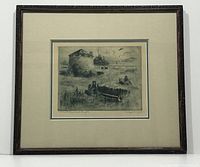 Framed full front view of the etching showing overall condition and frame