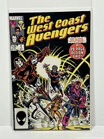 Front cover of Marvel The West Coast Avengers #1 comic book showing main characters and title.