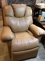 Front view of recliner in upright position