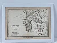 Full view of the antique engraved map of La Messenie, showing borders and geographical features.