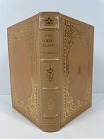Full leather bound book with gilt lettering and decorative embossing on the covers and spine. Front and back covers visible.