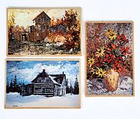 All three prints by James Lorimer Keirstead arranged together showing their size, colors, and details.